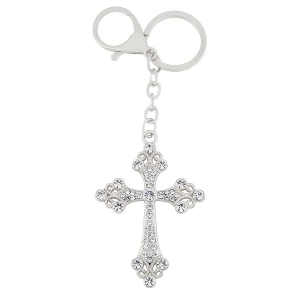 bling cross keychain and bag charm